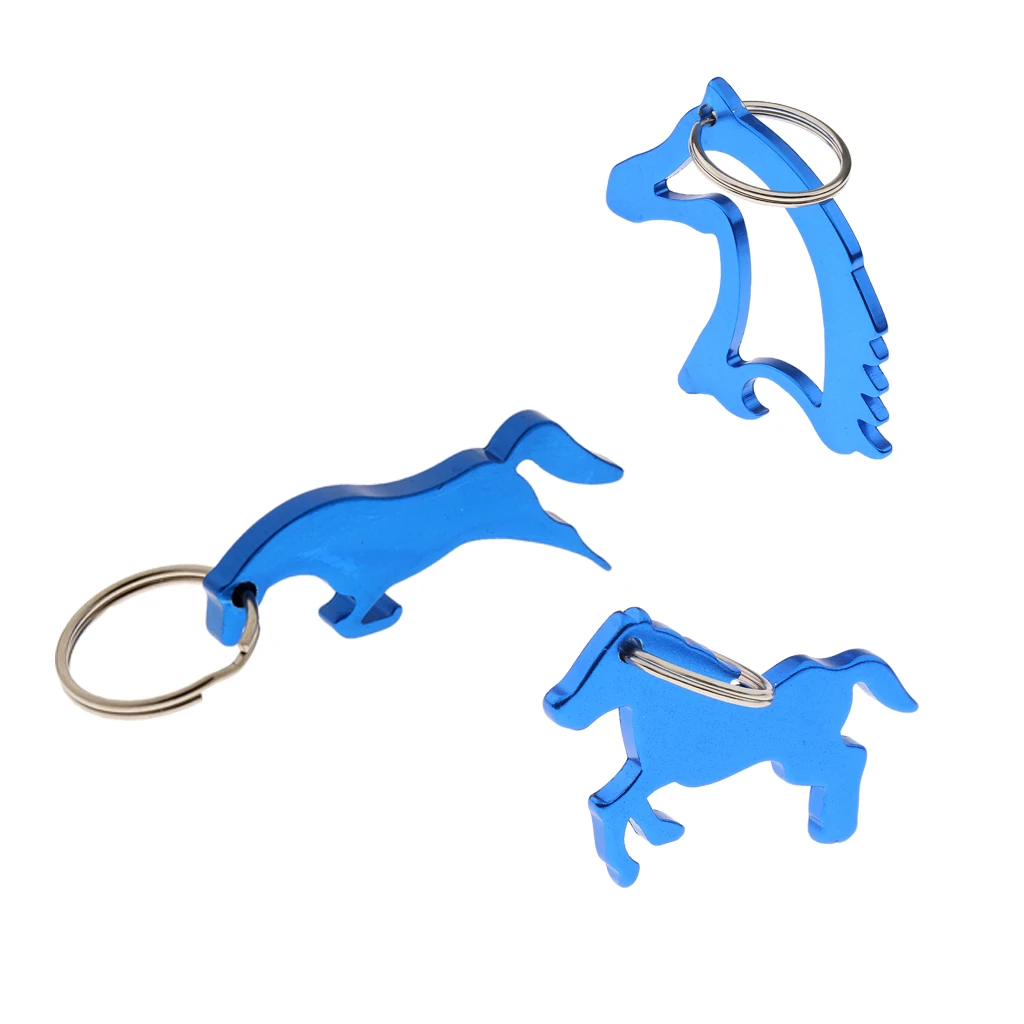 3 Kinds Alloy Horse Pattern Beer Bottle Opener / Key Ring Keychain Bag Pendent Novelty Gift - Blue
