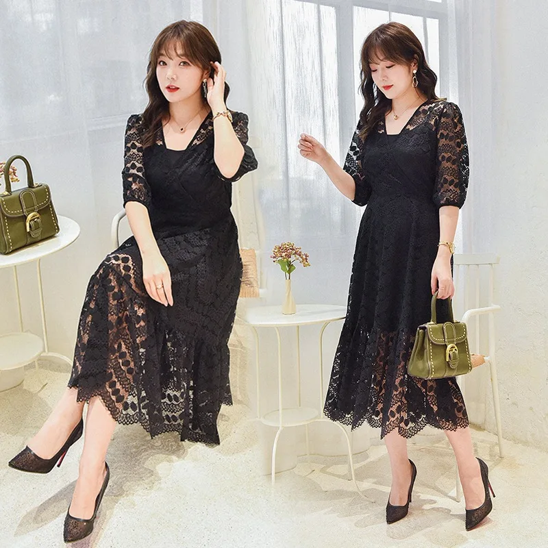 

Summer CHOHILL Party Dress Women kimono Lace Lady Haif Sleeve Casual Loose Fashion Midi Vestidos Plus Size Clothes 4XL
