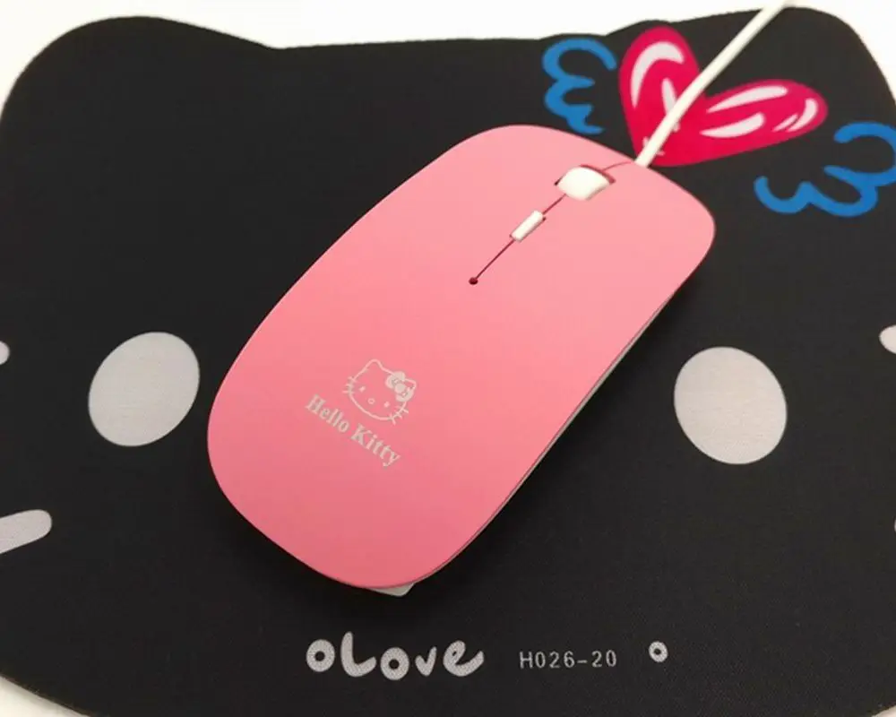 Мультяшный дизайн Проводная оптическая розовая мышь Kitty мышь Mause для ноутбука ноутбук компьютер детский подарок - Цвет: Розовый