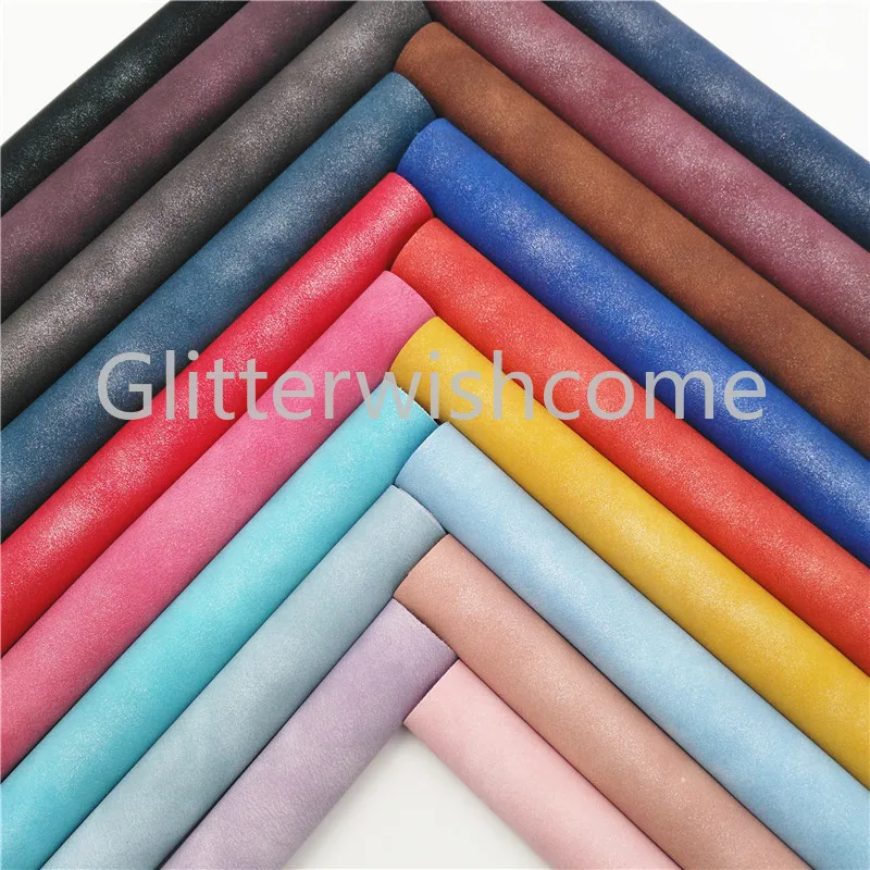 

Glitterwishcome 21X29CM A4 Size Vinyl For Bows Two Tones Nubuck Leather Fabirc Faux Leather Sheets for Bows, GM553A