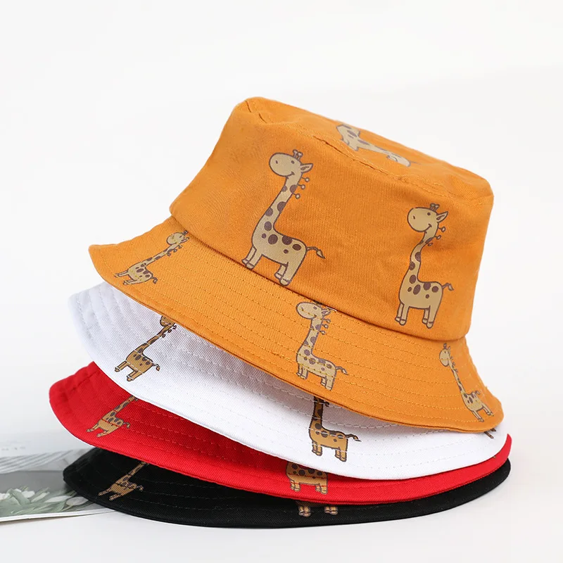 Bucket Hat for Children Caps Baby Caps Infant for Summer Cartoon Giraffe Sun Hat Girls Boys Outdoor Beach Panama Cap 1-3 Years Baby Accessories discount