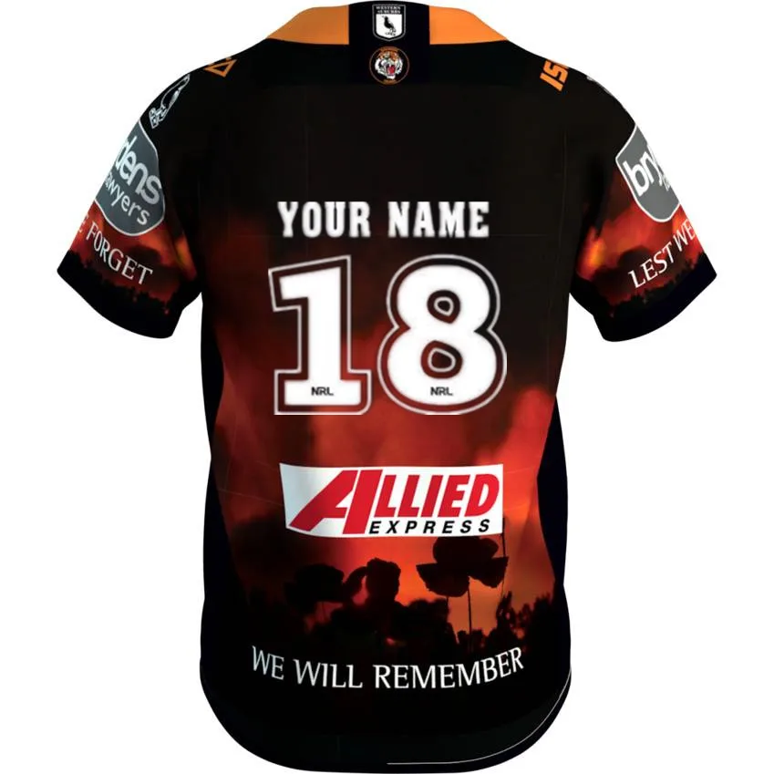 Футболка для регби WESTS TIGERS- Размер: S-3XL качество идеальное - Цвет: Print name number