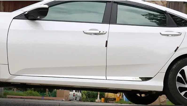 Автомобильный Стайлинг для Honda 10го поколения Civic из нержавеющей стали, для кузова, боковые молдинги, боковая дверь, украшение, край двери