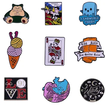 

20pcs/lot G1166 Cute Cartoon Anime Colorful Wave Pin Badges Brooch lapel Pin For Women Clothes On The Backpack Accessory jewelry