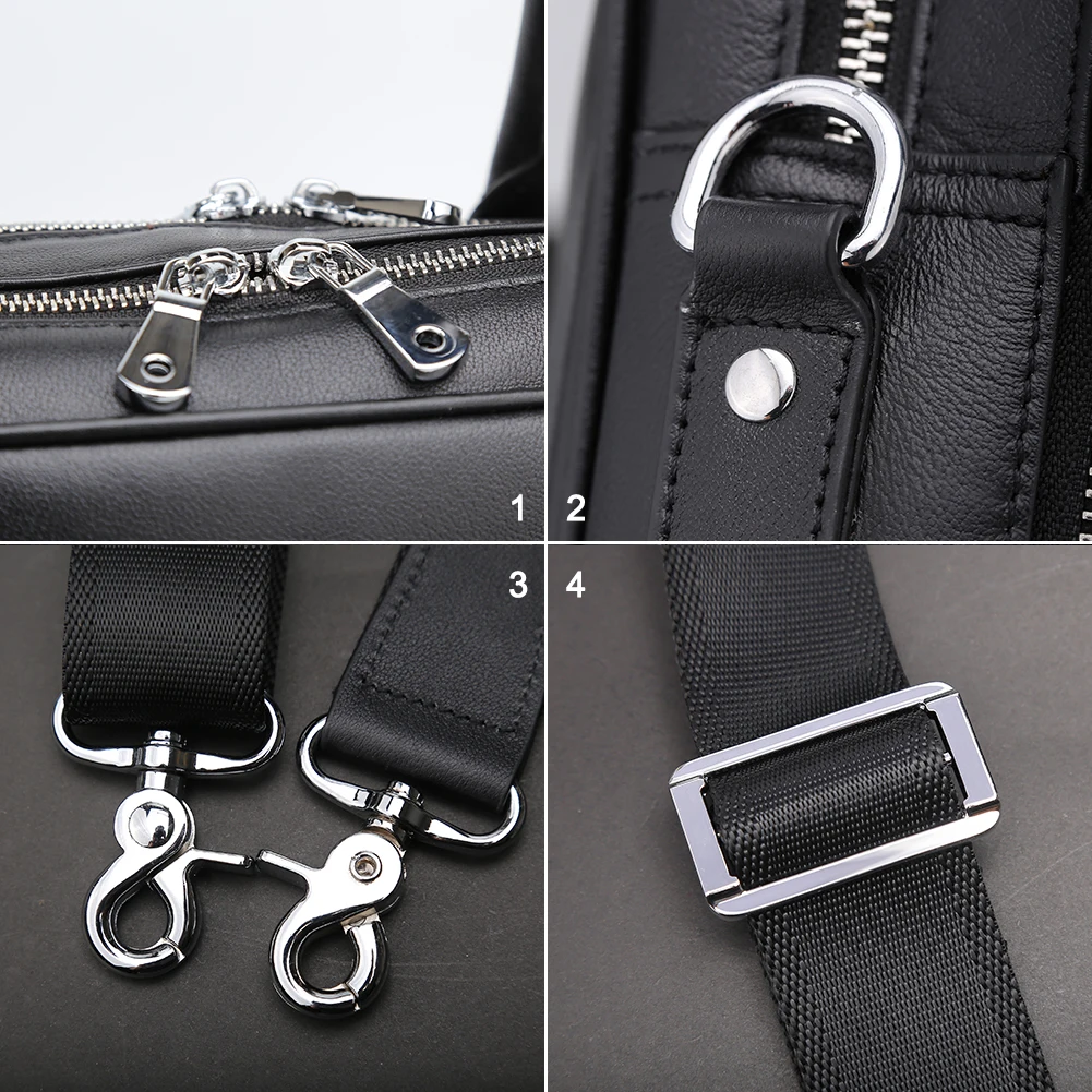 Tiding Luxury Cow Leather Men's Briefcase 14 inch Business Laptop Bag Shoulder Messenger Bags Designer Handbag Black New 1423