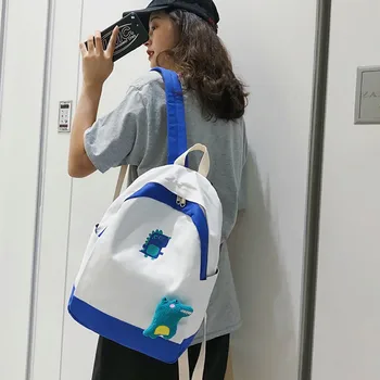 

High Quality Canvas crocodile Backpack Korean Style Students Travel Bag Girls School Bag Laptop Backpack Maison Fabre Dropship 8