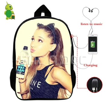 

Ariana Grande Backpack Famous Star Multifunction USB Charging Headphone Jack School Bags for Teens Women Men Casual Travel Bags