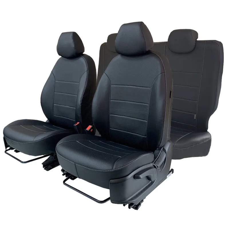 Avtochehly Petroff model Chevrolet Niva I generation restyling (01.2014-2015) Black ekokozha set the whole salon avtochehol case for seat avtochehly