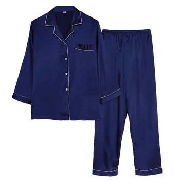 

Womens Silk Satin Pajamas Pyjamas Set Long Sleeve Sleepwear Pijama Pajamas Suit Female Sleep Two Piece Set Loungewear Plus Size