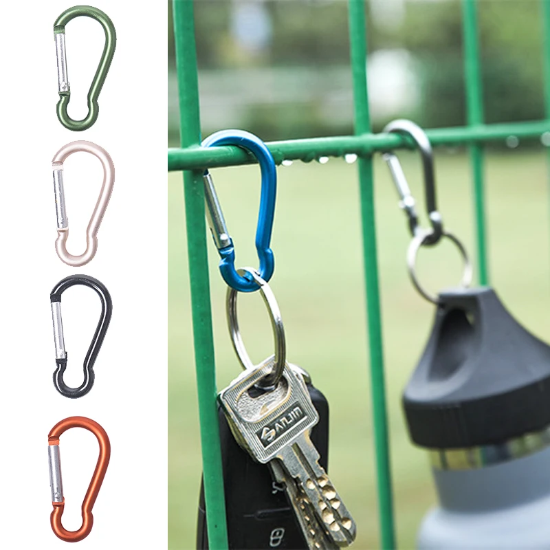 1pc Outdoor Aluminum Alloy D-Shaped Hanging Gourd Buckle Camping Climbing Carabiner Hook Cup Keyring Multifunctional Buckle