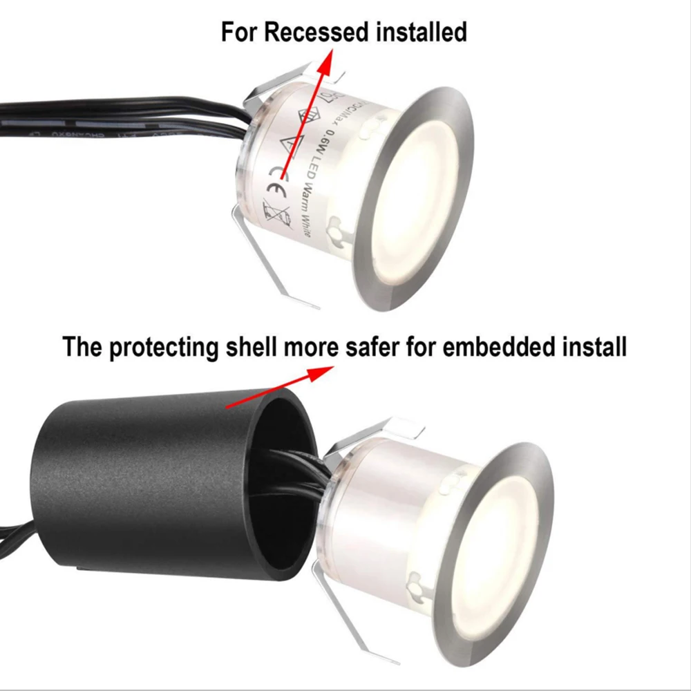 Description Picture 5 of item12V LED Deck Light Waterproof IP67 Underground Lamp 32mm 0.6W/piece Landscape Garden Recessed Led Deck Lighting Stairs Spotlight