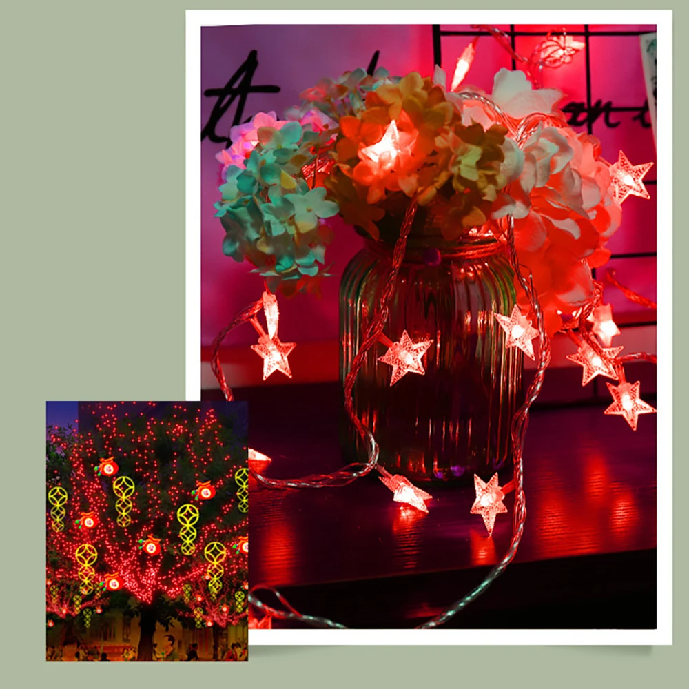 10-20LED Star Light String Twinkle Garlands Battery Powered Christmas Lamp Holiday Party Wedding Decorative Fairy Lights 6