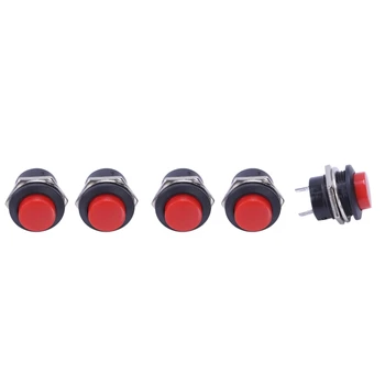 

New 5 x Momentary SPST NO Red Round Cap Push Button Switch AC 6A/125V 3A/250V