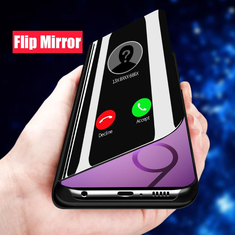 

Smart Mirror Flip Phone Case For Samsung Galaxy S9 S8 Plus S7 S6 Edge Hard Front Back Cover Cases For Samsung Note 10 10 Pro 8 9