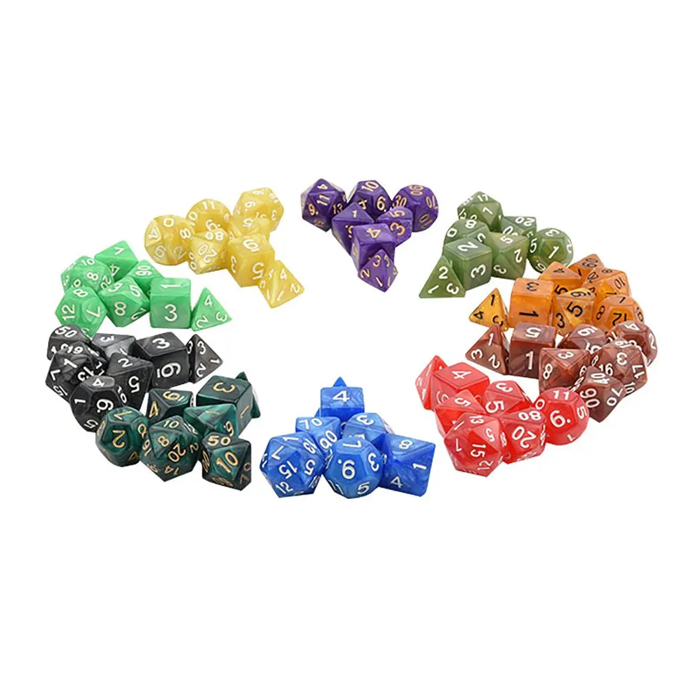 

7pcs/set Games Gaming Dices Multi-sided Dices Desktop Game Accessories Multi Faceted Acrylic Dice Suit