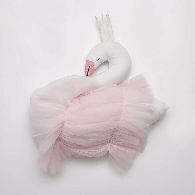 Pink Nordic Swan Cushions Pillow For Kids Room Nursery Decor Plush White Swan Cushions Toy For Nursery Baby Photography Props Decor - Цвет: Pink