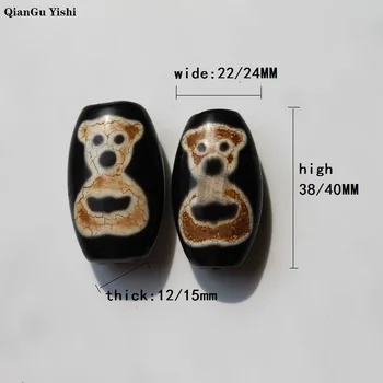 

High recommend a++ Quality Natural Agate bear Loosing Beads Oval Tibetan Dzi Beads for diy making Necklace pendant bracelet