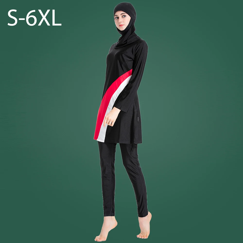 

Burkini мусульманские купальники, консервативные женские купальники Yongsen Girl, Мусульманский купальник-бикини, хиджаб большого размера с длинным рукавом, накидка Haofan 6XL