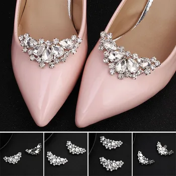 

2pcs Rhinestone Crystal circular Crown shape Flower Shoe Buckle Shoe Clips Elegant for Bride Wedding Party J55