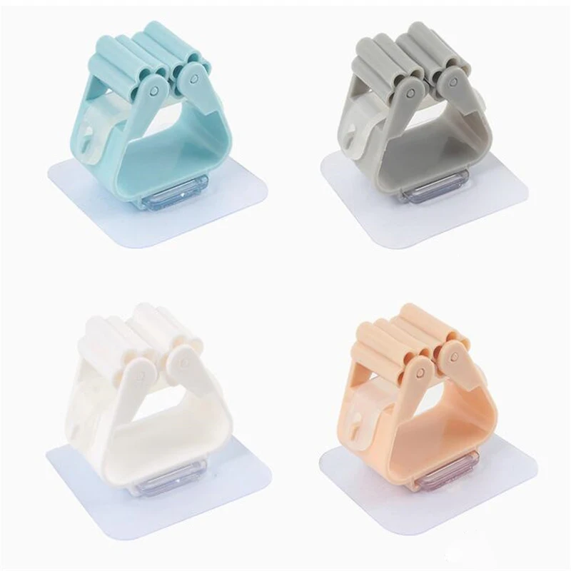 2PC Mop Holder Transparent Strong Organizer Self Adhesive Wall Mop Hook Bathroom Holder Hook Storage Unit For Bathroom Organizer