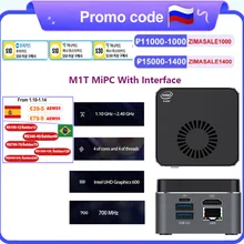 M1T con interfaccia Mini PC Win11pro Quad-Core Intel J4125 8GB LPDDR4 128GB 5G Wifi Bluetooth 4.2 HDMI 2.0 4K PC portatile domestico