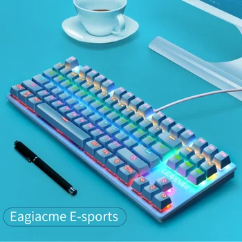 

Mechanical Keyboard Gamer 87 keys Blue Switch Gaming Keyboards for Tablet Desktop USB Wired Keyboard Backlight Keyboard