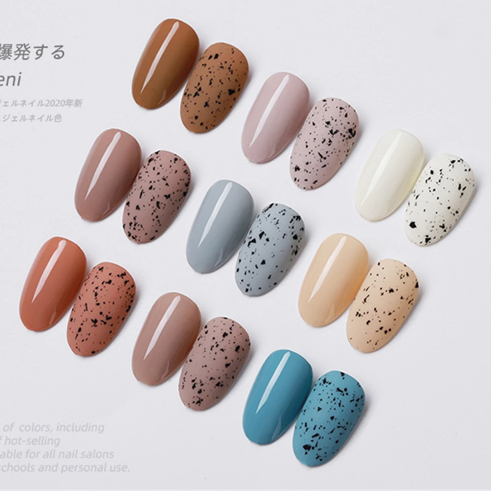 VDN 15ml 달걀 껍질 젤 매니큐어 메추라기 달걀 효과 UV 네일 젤 광택 특수 블랙 소재 클리어 젤 래커 모든 색상베이스