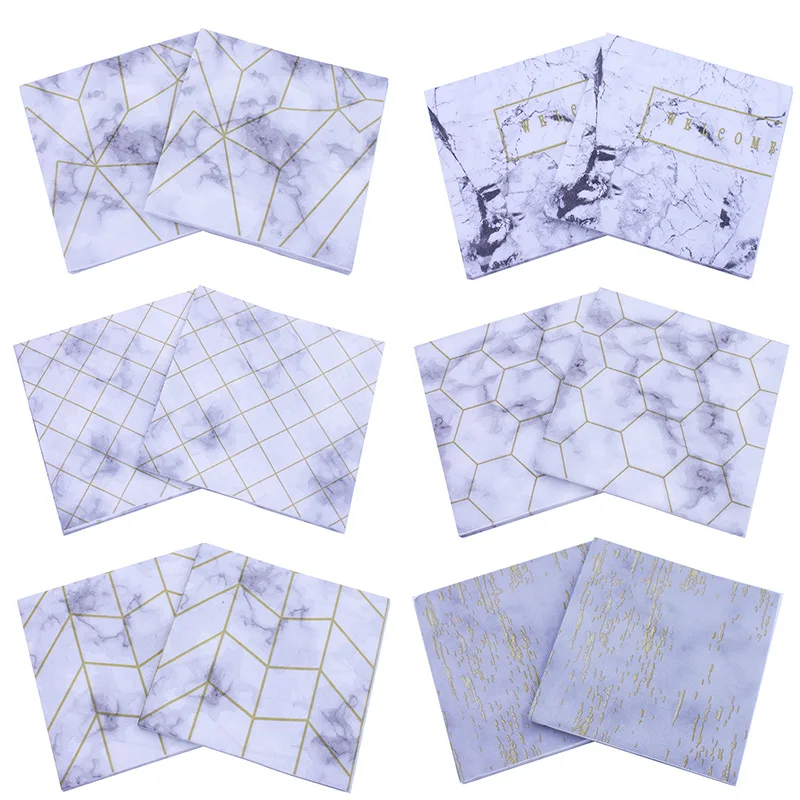 20 шт./лот вечерние принадлежности новый стиль мраморный бумажные салфетки для