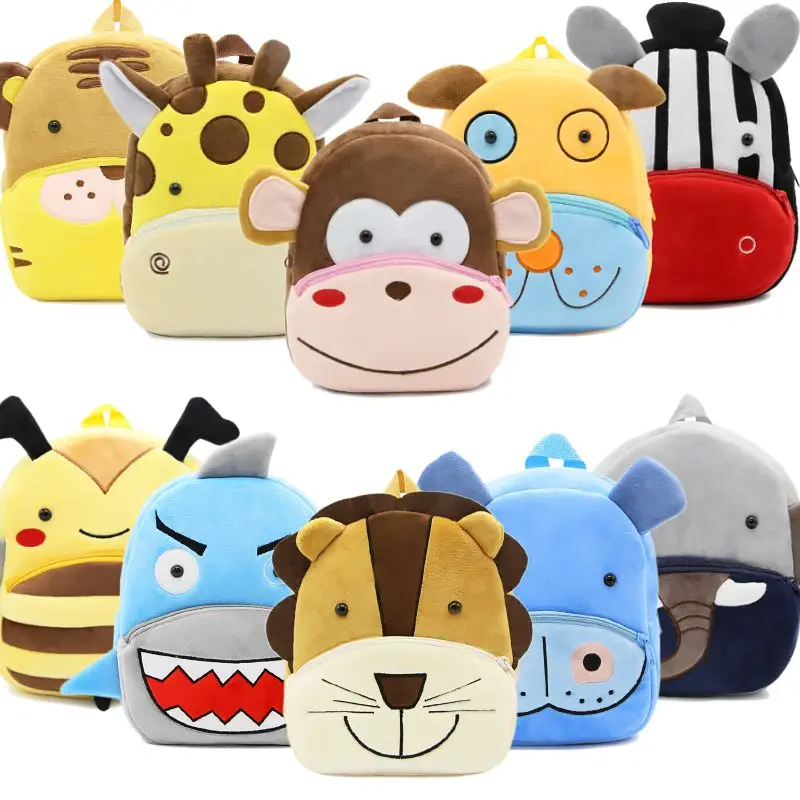 Kids Backpack Schoolbag Kindergarten Children Animal Plush Girls Cartoon 3D Boys