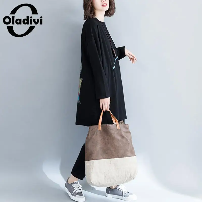 Oladivi/большие размеры, женские спортивные костюмы, толстовки, модные женские толстовки с капюшоном, женские повседневные свободные длинные топы, туника, женские Vestidos Femininos