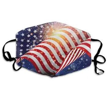 

Mouth Mask American Flag in Fireworks Print Masks - Breathable Adjustable Windproof Mouth-Muffle, Camping Running for Women and