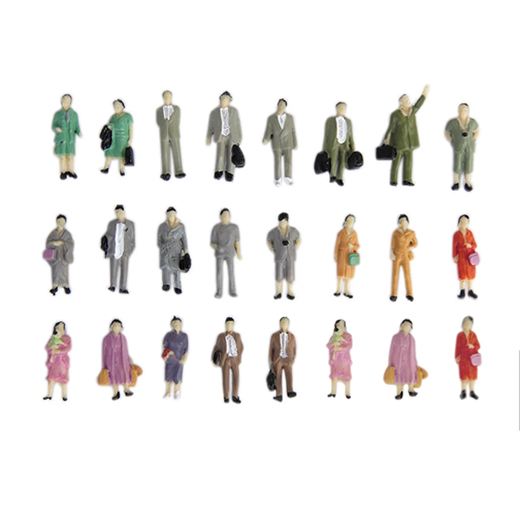 

24pcs People Figurines 1:87 Scale Painted Figures O Scale Standing People for Miniature
