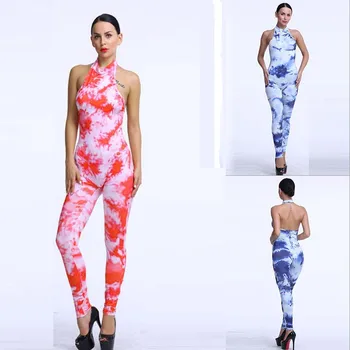 

Clearance sale Summer Fashion Halter Neck Jumpsuits Women Sexy Backless Sleeveless Playsuit Bodysuits Elegant Printing Jumpsuits
