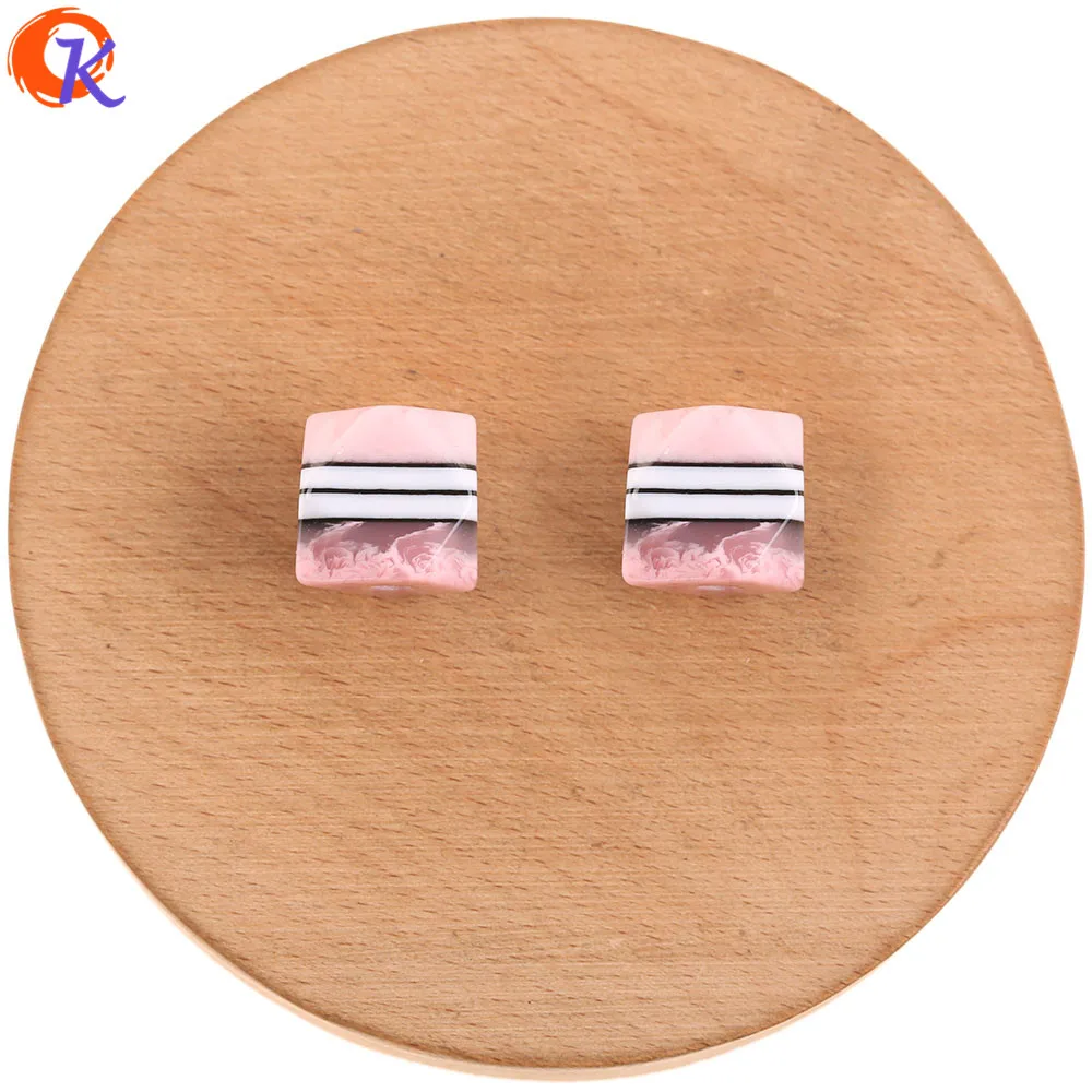 Pink Сердечный дизайн 16x16 мм 100 шт аксессуары для ювелирных изделий/полимерные бусины/ручная работа/Мраморный эффект/фурнитура для сережек/Изготовление ювелирных изделий/бисер DIY - Цвет: Pink