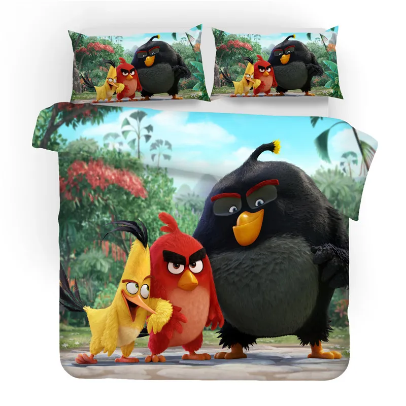 Набор постельного белья с 3d принтом Angry Birds, подарок для детей/друзей, набор пододеяльников, набор домашнего текстиля. king/queen/two/full