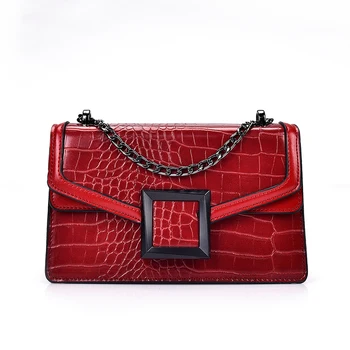 

Chain Bags for Women 2020 Summer New Retro Small Crossbody Bags High Quality Alligator PU Leather Luxury Ladies Shoulder Bag Red