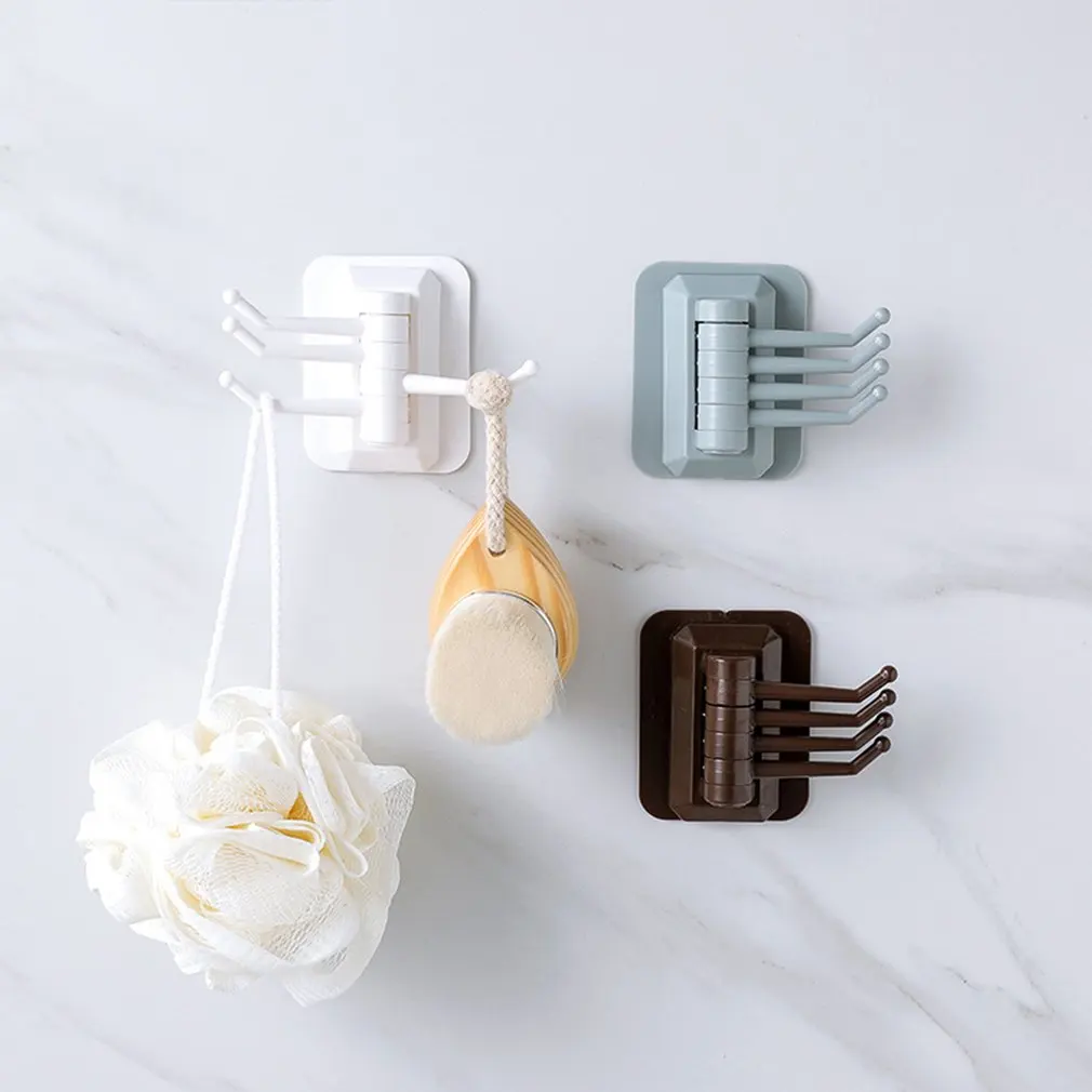 Rotating Hook Strong Adhesive Towel Rack Bathroom Wall Rack Practical Free Punching Without Trace Hook