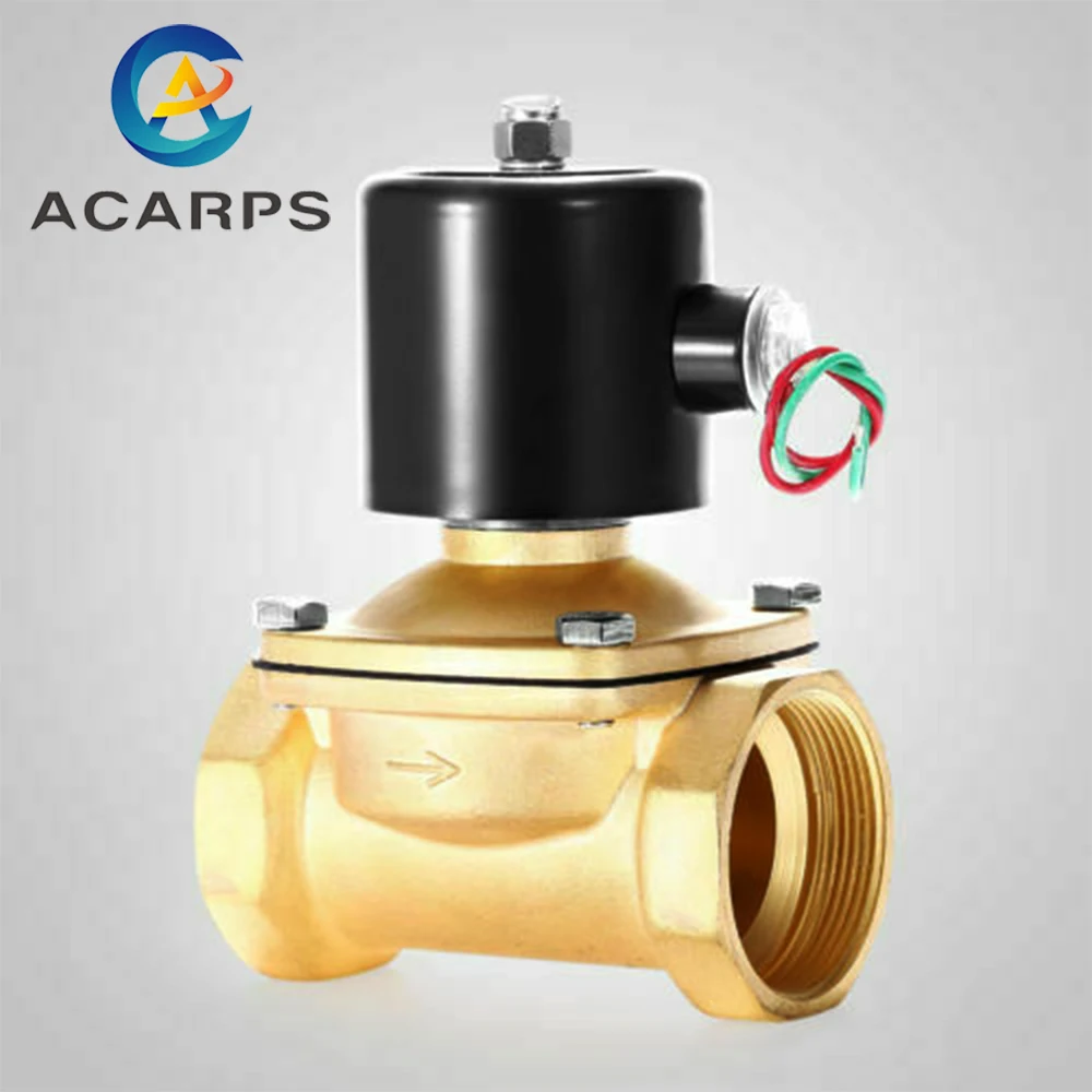 Прямое действие низкое давление воды 1,5 дюйма 2 дюйма нормально закрытый Соленоидный клапан латунь 220 в 12 В 230 В 150 градусов по Цельсию