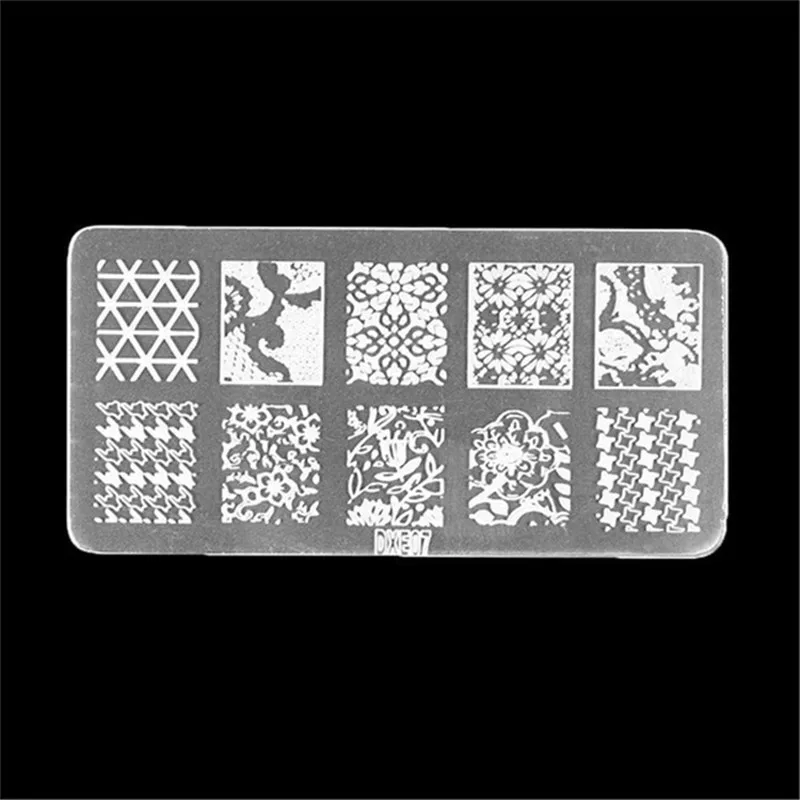 1Set Rectangle Nail Stamping Template Negative Nail Stamp For DIY Nail Designs Manicure Stamp Plate Set
