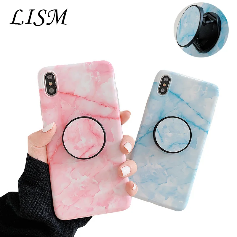 

Classical Bracket series Case For iPhone 11ProMax Case Silicone TPU Case For iPhone 8 7 6 6S Plus Case Coque with blue and pink