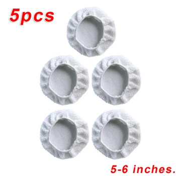 

Car White Polishing Waxing Bonnet Buffing Pad Covers 5-6 Inch Set Accessories