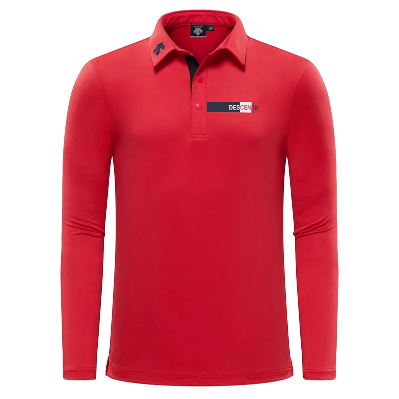 Новая мужская одежда для гольфа, рубашка поло с длинным рукавом, удобная дышащая футболка для гольфа, 3 цвета, S-XXL - Цвет: Красный