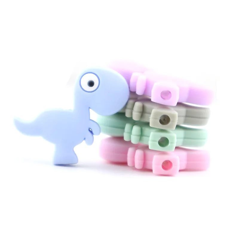 ATOB 50 개 실리콘 Teether 비즈 공룡  설치류 젖니 구슬 DIY 간호 목걸이 팔찌 젖꼭지 체인 아이 제품