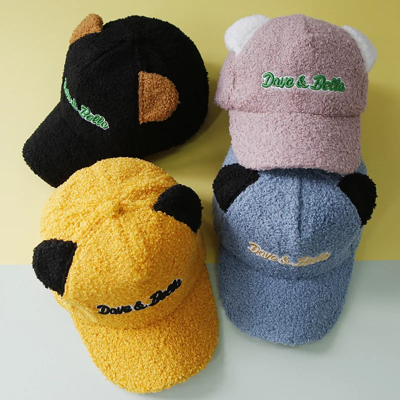 

Children Brim Hat Autumn & Winter Berber Fleece Warm BOY'S Cap Cute Rabbit Eared Girls Baseball Cap Baby Hat