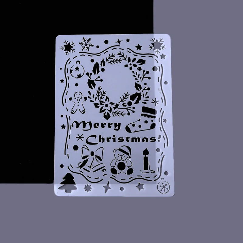 

Merry Christmas Stencils PaintingTemplate DIY Scrapbooking Photo Album Decorative Bullet Journal Stencils Cake Template Reusable