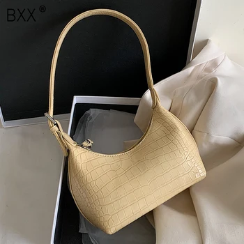 

[BXX] Crocodile Pattern Solid Color PU Leather Crossbody Shoulder Bags For Women 2020 Spring Handbags Lady Cross Body Bag HM368