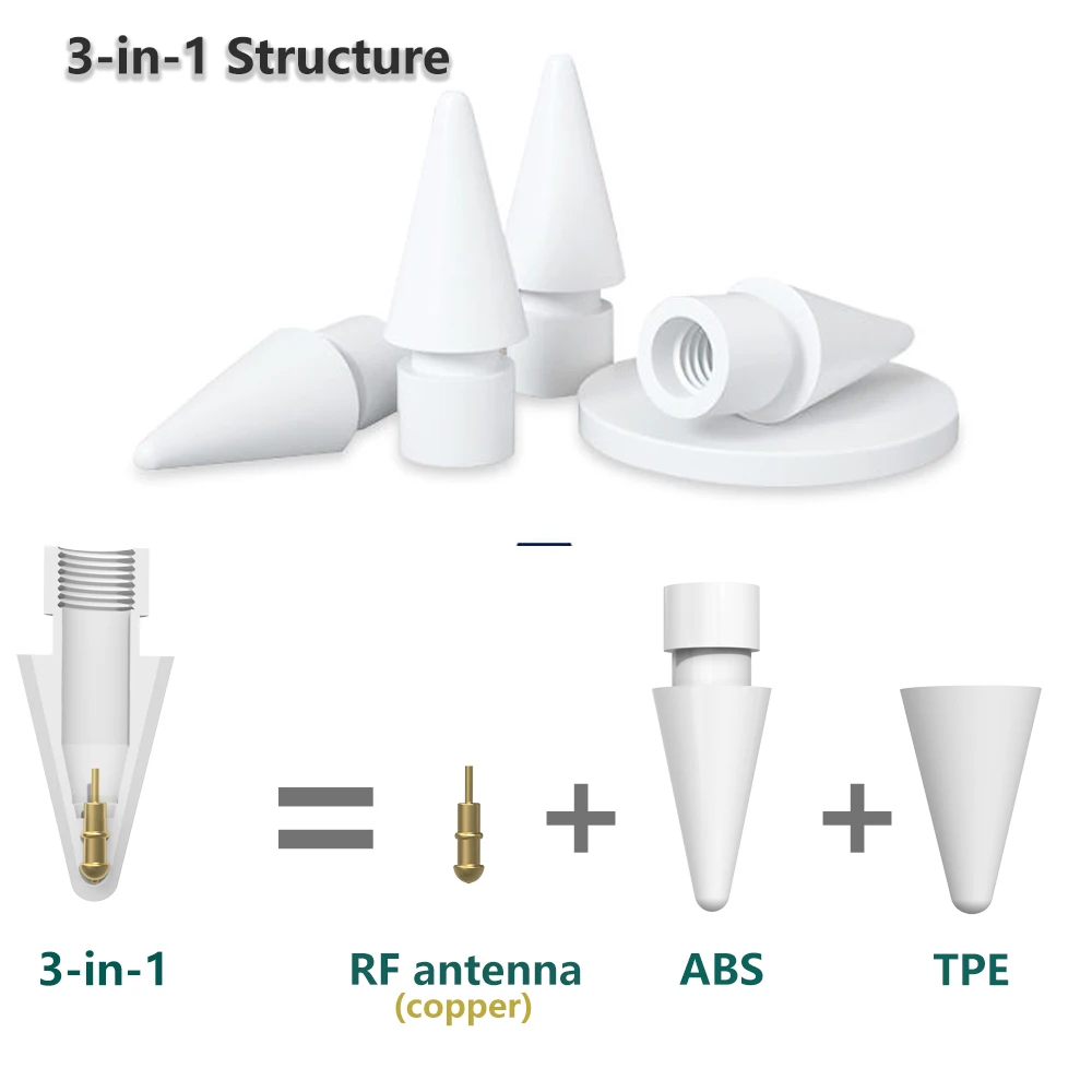 Peilinc Apple Pencil 1 세대/2 세대, 2 층 iPad Stylus Nib, 부드럽고 단단한, 3 년 동안 사용되는 연필 팁-6 팩