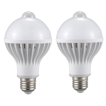 

2x E27 Led Bulb Light Motion Sensor Light LED PIR Motion Sensor Lamp Globe Bulb Light Lamp, 5W & 7W