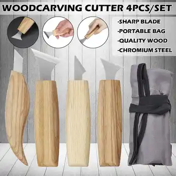 

4Pcs Wood Carving Knife Chisel Woodworking Cutter Woodcarving Cutter Hand Tool Set High Strength Whittling Cutter