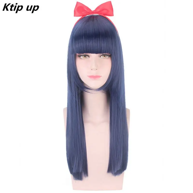 

Ktip Up POP TEAM EPIC PIPI Cosplay Wig Synthetic Hair Halloween Costume Long Straight Blue Wigs For Party+ Free Wig Cap